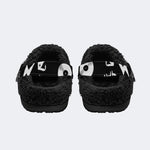 Black White Punk Text - Fur Lined Slippers/Sandals