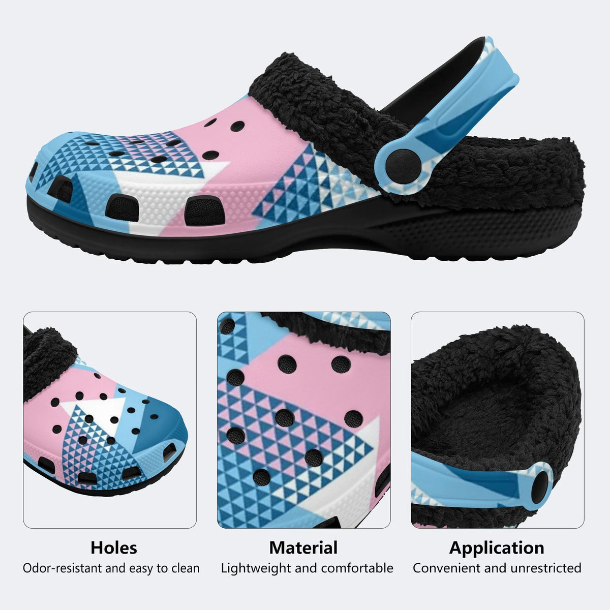 Pastel Geometric Triangle - Fur Lined Slippers/Sandals