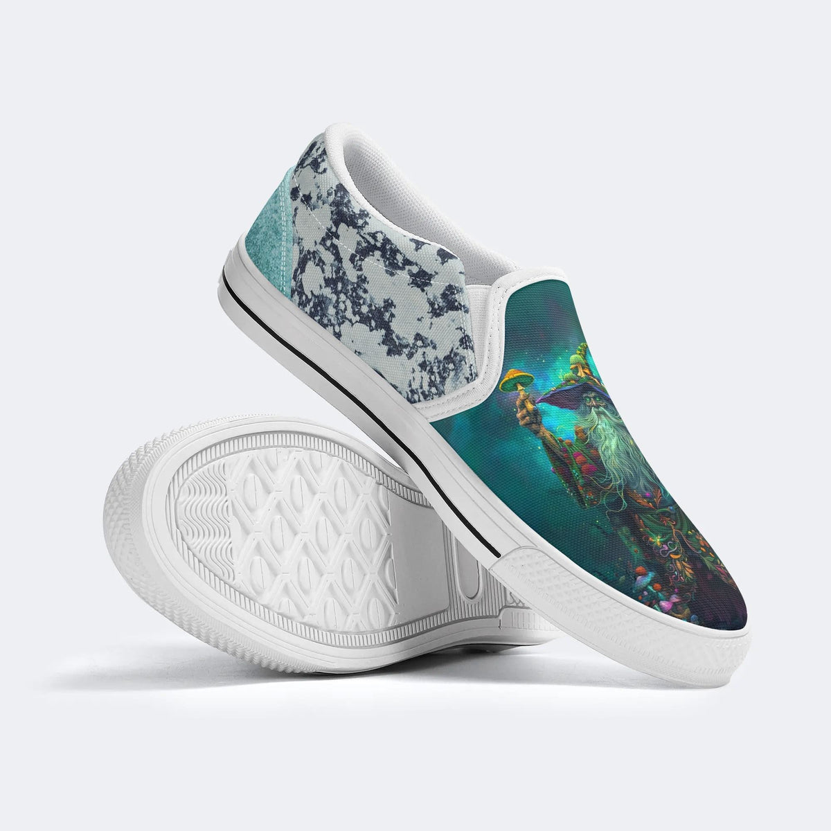 Unisex Fantasy Mushroom World Art Illustration Print - Slip On Shoes