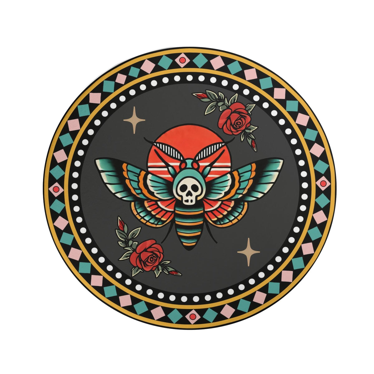 Vintage Rose Death Moth - Floor Mat