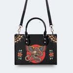 Vintage Eagle & Snake Print - Leather Handbag