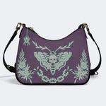 Classic Death Moth Vintage Print - Leather Crossbody Bag