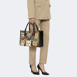 Artistic Cats Print - Leather Handbag