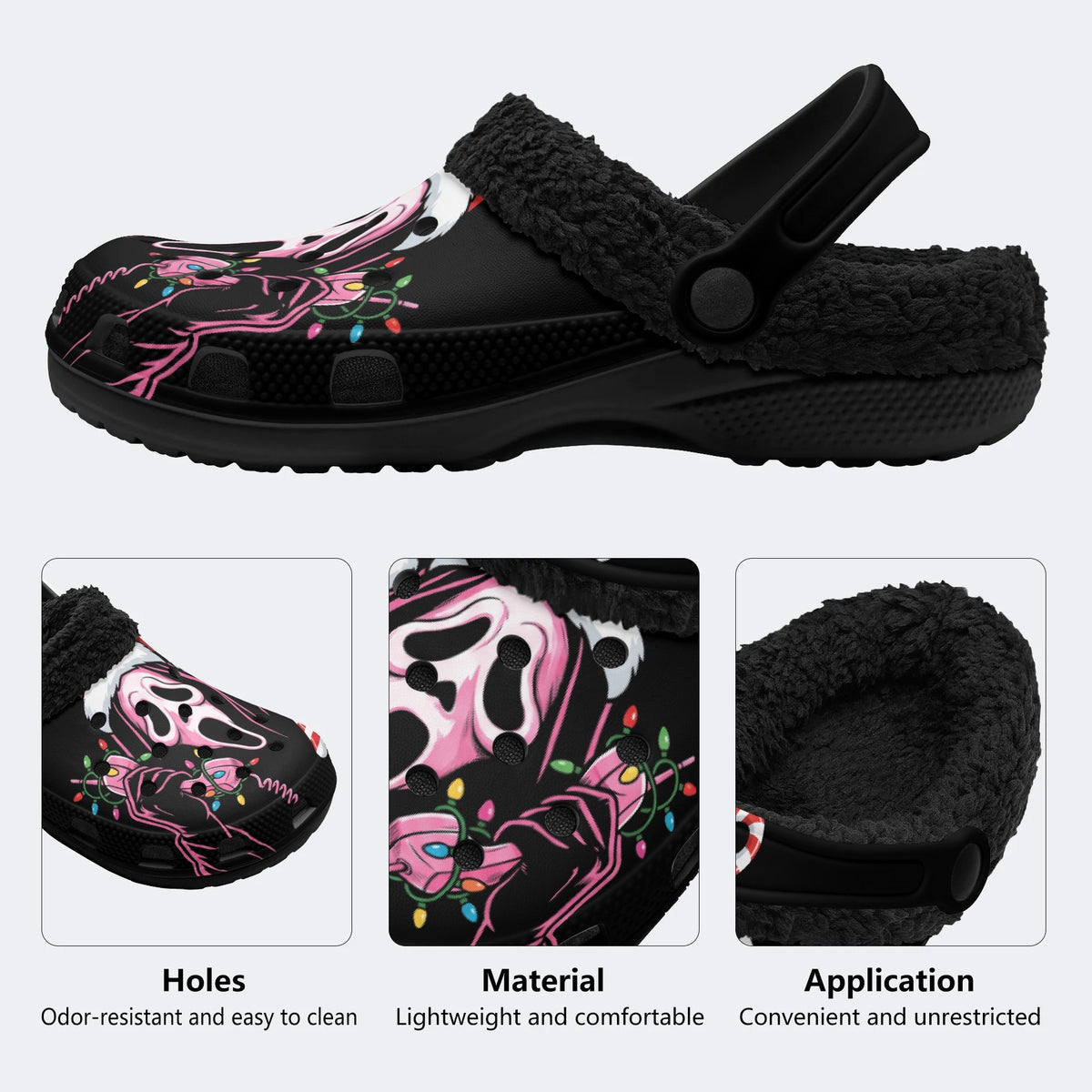 Gothmas Holiday Ghost‑ Fur Lined Slippers/Sandals