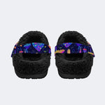 Neon Color Mushroom Print - Fur Lined Slippers/Sandals