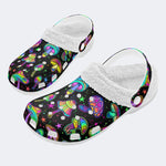 Magic Mushrooms Print- Fur Lined Slippers/Sandals