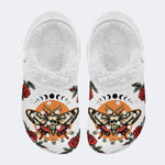 Rose Death Moth Art Print - Fur Lined Slippers/Sandals