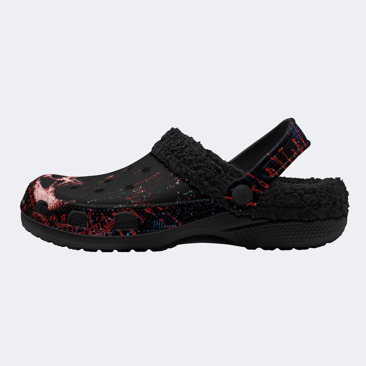 Cyber Horror Skull - Fur Lined Slippers/Sandals