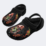 Horror Devil Print - Fur Lined Slippers/Sandals