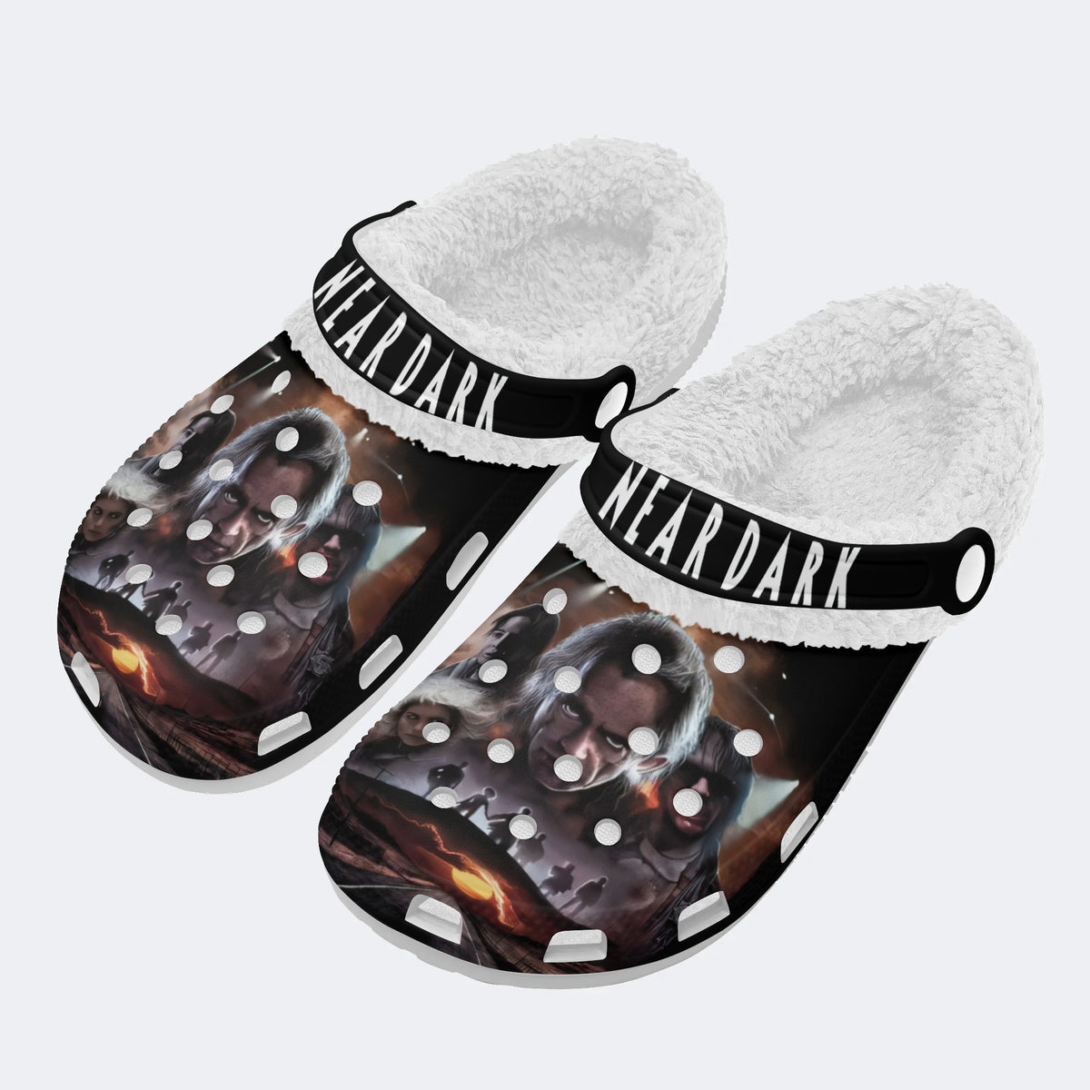 Horror Movie Vintage Print - Fur Lined Slippers