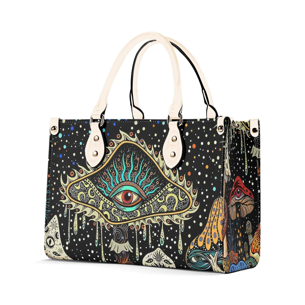 Retro Dark Mushroom Eyes Halloween Print - Handbag