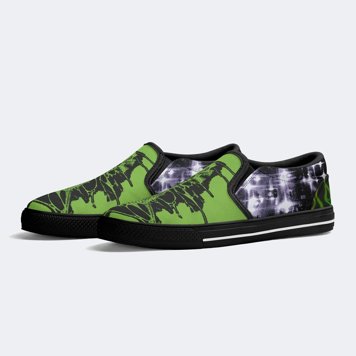 Unisex Psychedelic Skeleton Graphic - Slip On Shoes