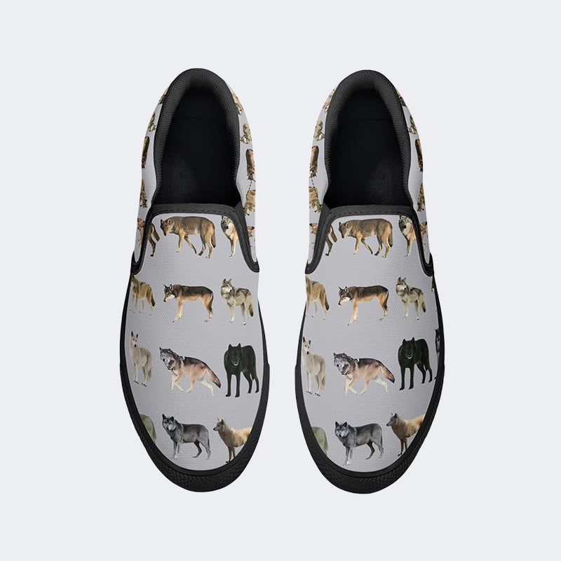 Types Of Wolves - Slip On Shoes