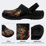 COUPLE SET-Old School Crow Rose Art Print - Fur Lined Slippers/Sandals
