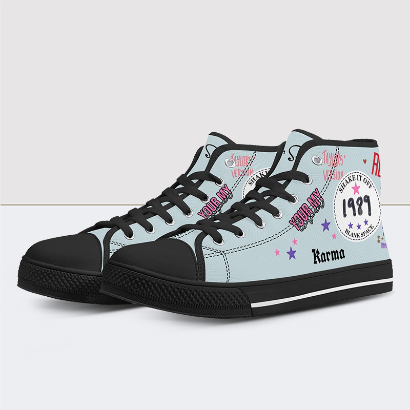 Taylor Album Print High Tops-Blue