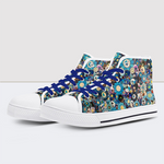 Blue Flowers & Skulls High Tops