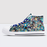 Blue Flowers & Skulls High Tops