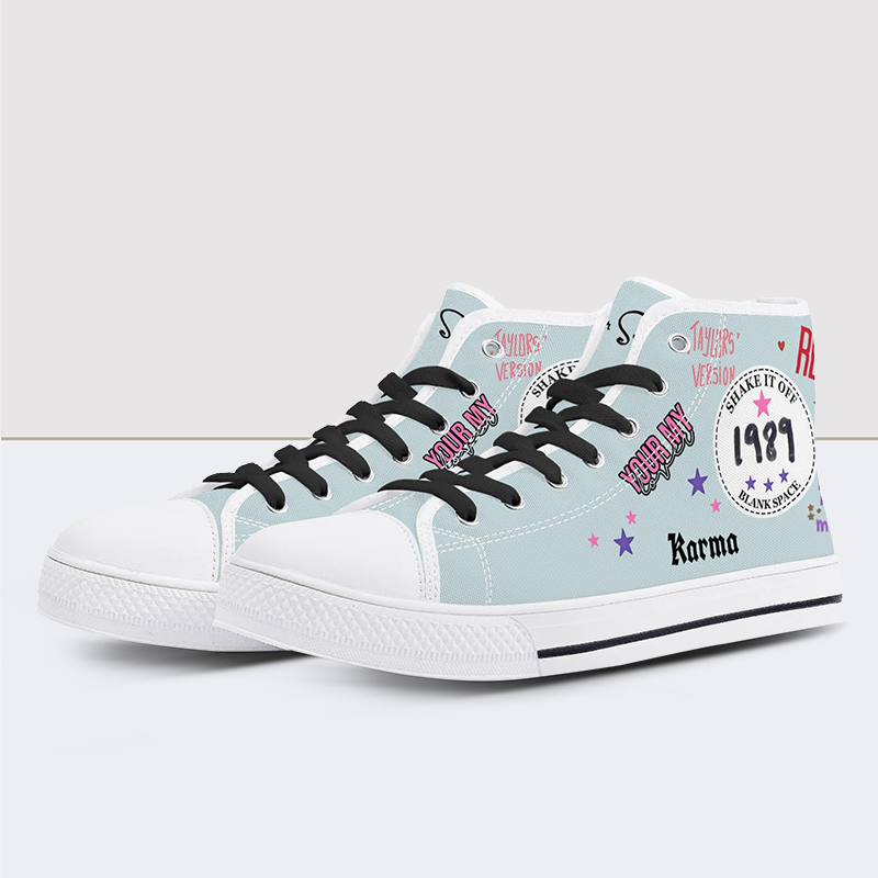 Taylor Album Print High Tops-Blue