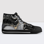 Black White Glitter Alcohol Ink Print High Tops