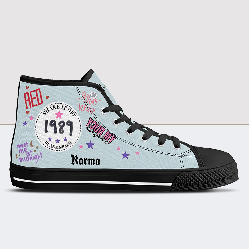 Taylor Album Print High Tops-Blue