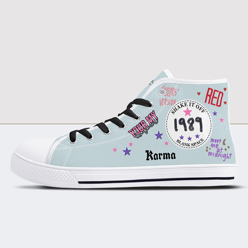 Taylor Album Print High Tops-Blue