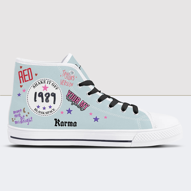 Taylor Album Print High Tops-Blue