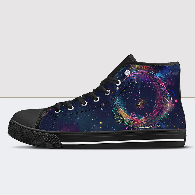 Fantasy Starry Sky And Moon Print High Tops